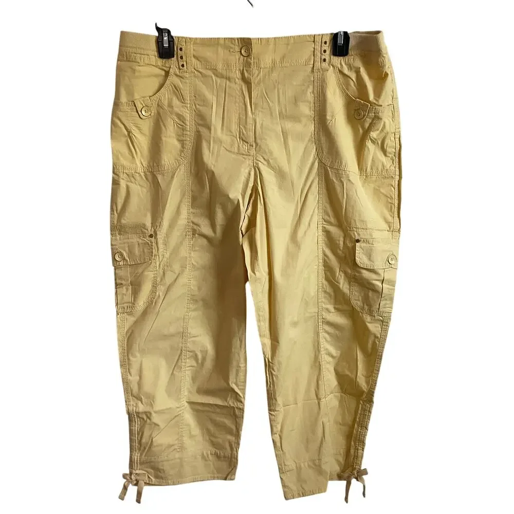 Chico’s The Amelia Cool Cotton Crop‎ in Butter Yellow - Size 16 - NEW